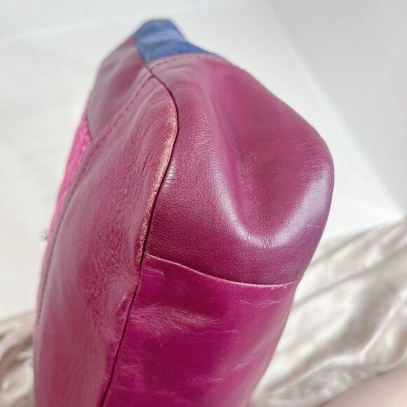 Coach Park Quilted Color Block Hobo Bag Maroon Pink Navy Blue Leather Bag - Picture 10 of 11